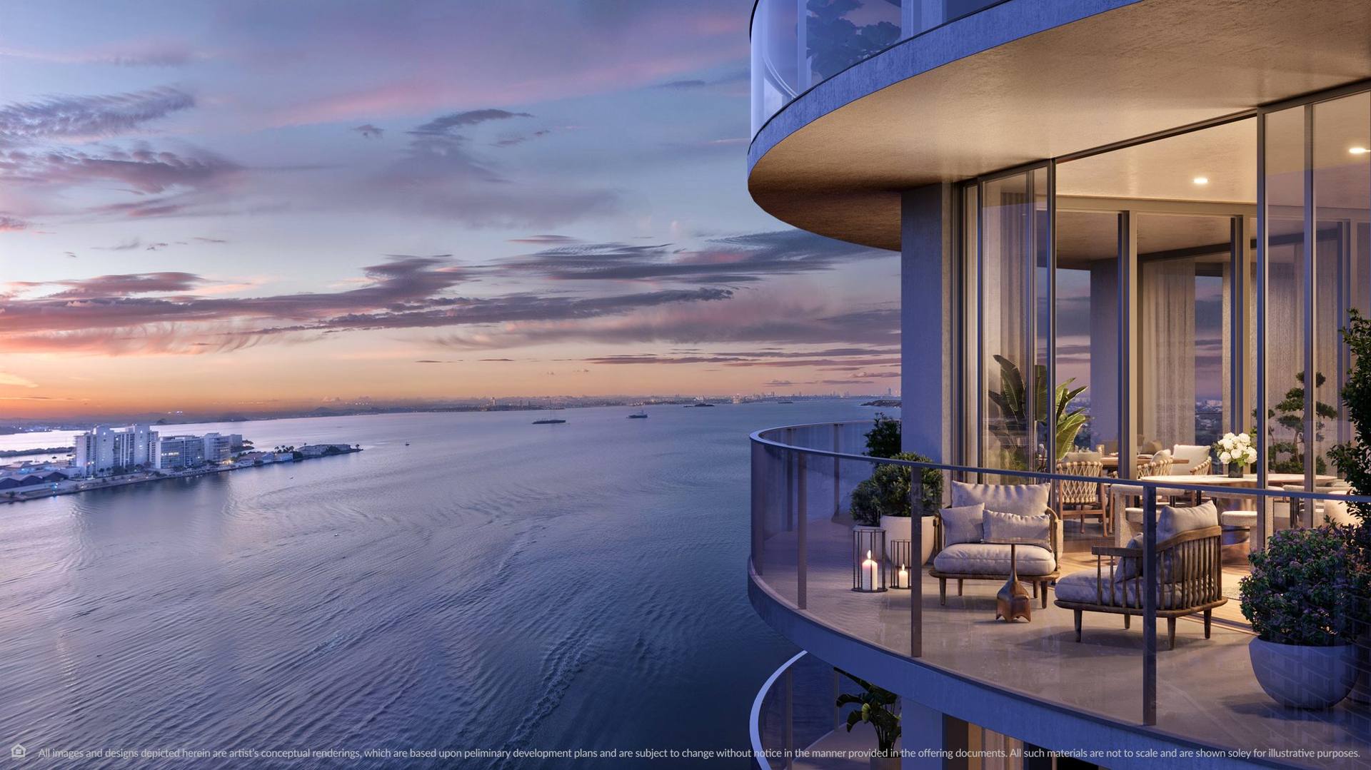 Private terrace at dusk